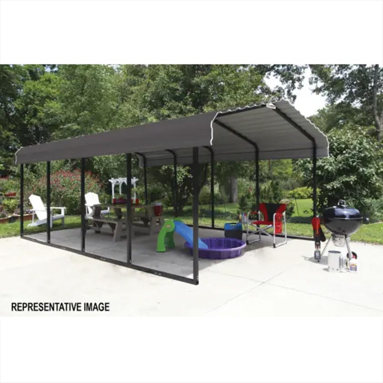 Arrow Carport 12 x 29 x 7 Ft. - Charcoal
