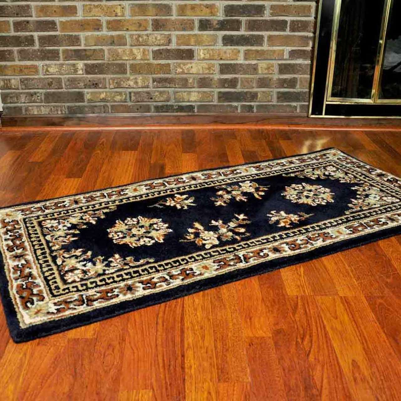 56" Rectangle Blue Oriental Fireplace Rug