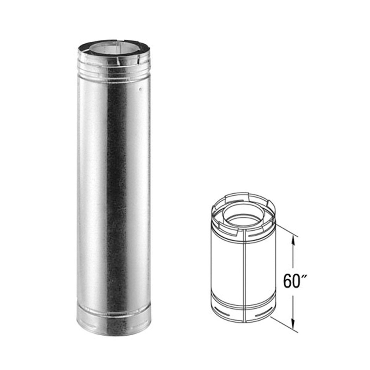 5" x 8" DirectVent Pro 60" Galvanized Chimney Pipe - 58DVA-60