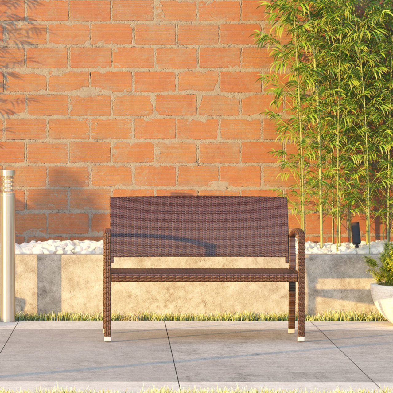 Miles Patio Bench In Mocha Wicker