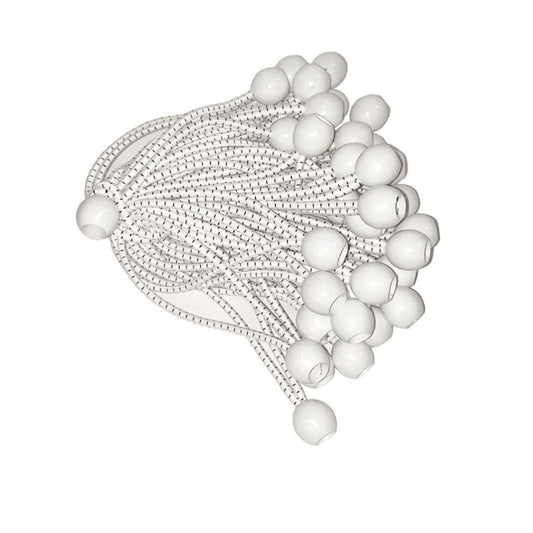 King Canopy 8" White Ball Bungee Straps - 25 Pack