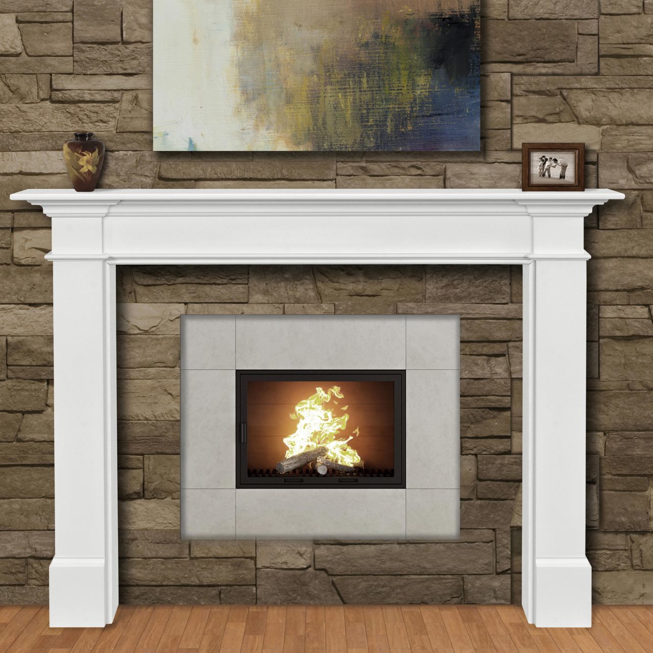 56" Radford MDF Fireplace Mantel by Pearl Mantels - White Paint Finish