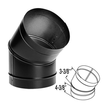 6" DuraBlack 45 Degree Black Elbow - 6DBK-E45