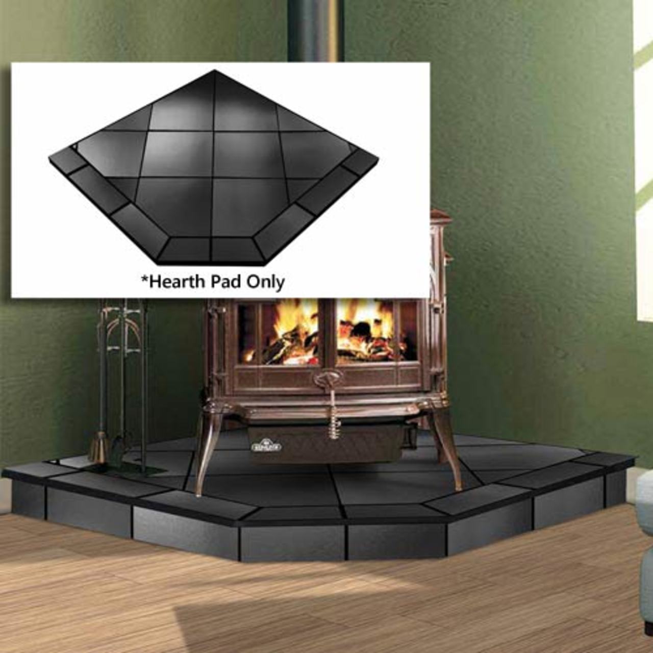 Black Knight 40" x 40" Single Cut Corner Hearth Pad
