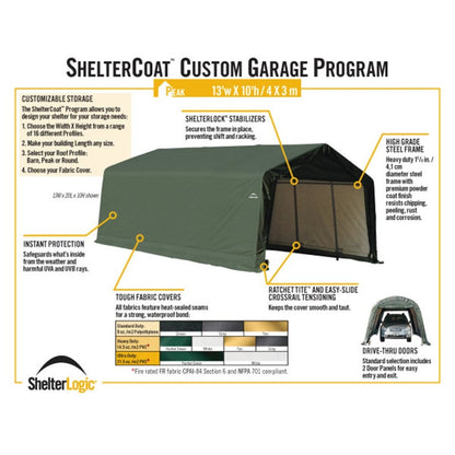 ShelterCoat 13 x 20 Garage With Peak Roof - Gray