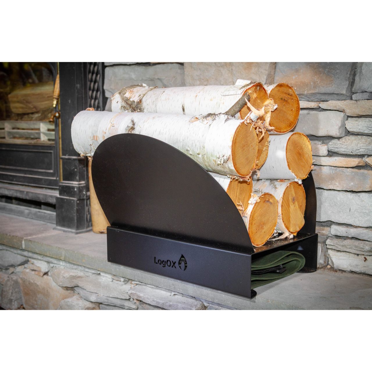 LogOx Black Hearth Bin Firewood Rack