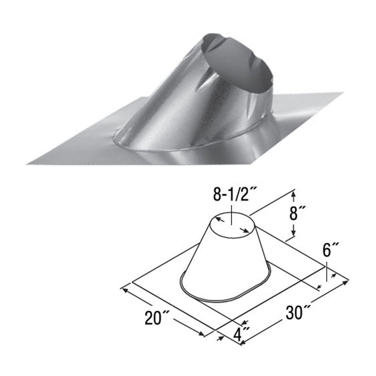 6" DuraTech 7/12 - 12/12 Adjustable Roof Flashing - 6DT-F12