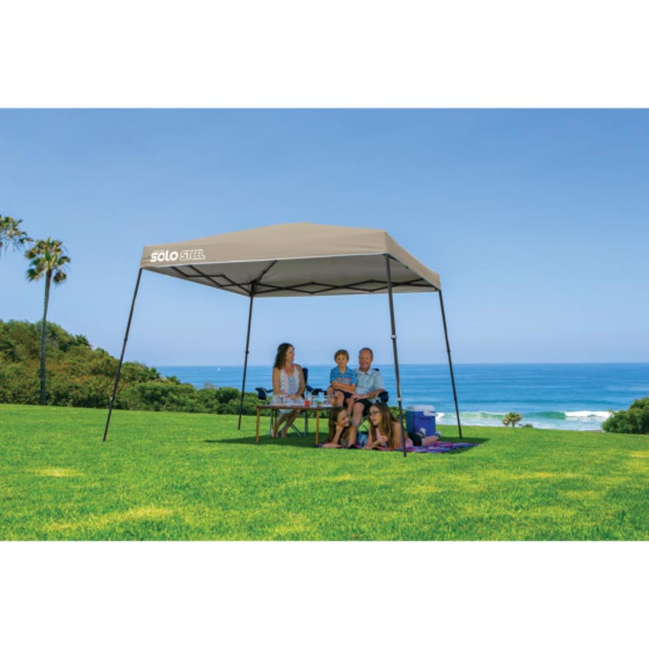 Solo Steel 72 11' x 11' Slant Leg Canopy - Khaki