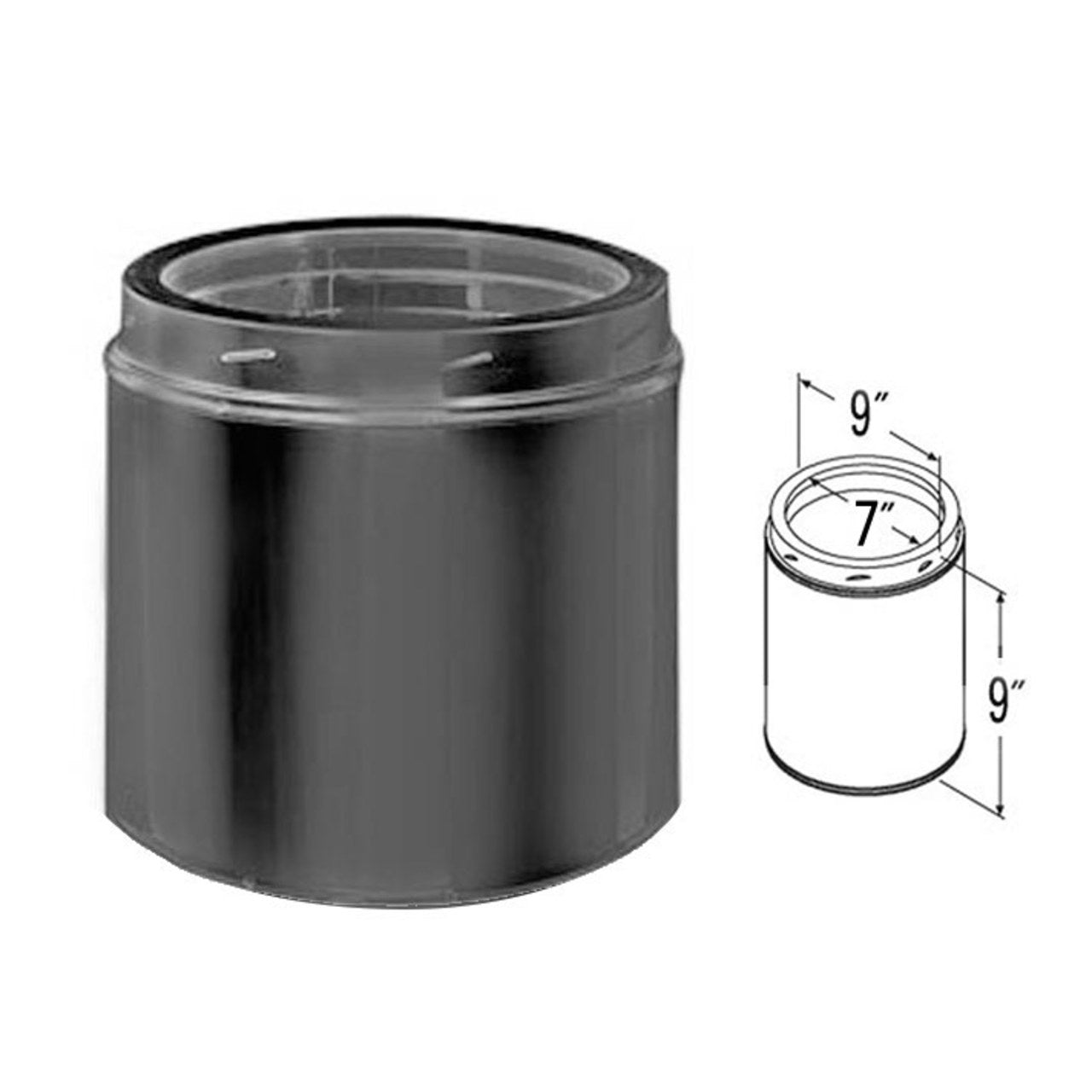 7'' x 9'' DuraTech Black Chimney Pipe - 7DT-09B