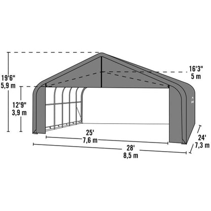 ShelterCoat 28' x 24' Garage With Peak Roof - Green