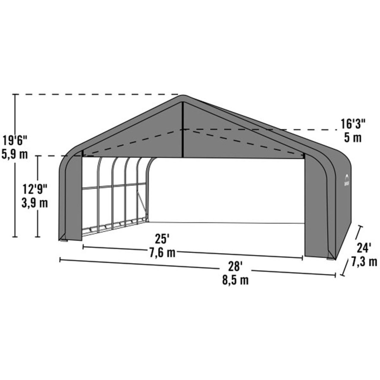 ShelterCoat 28' x 24' Garage With Peak Roof - Green