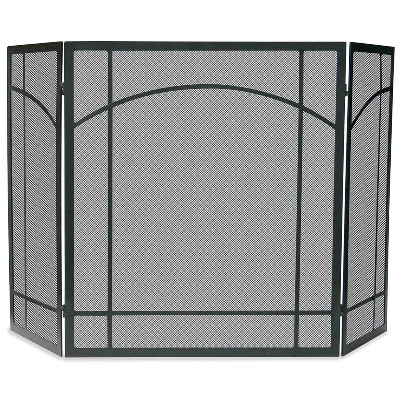 3 Panel Black Wrought Iron Screen, Mission Design