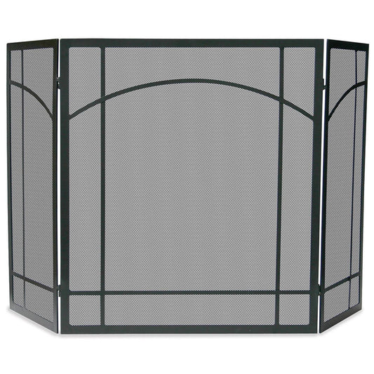 3 Panel Black Wrought Iron Screen, Mission Design