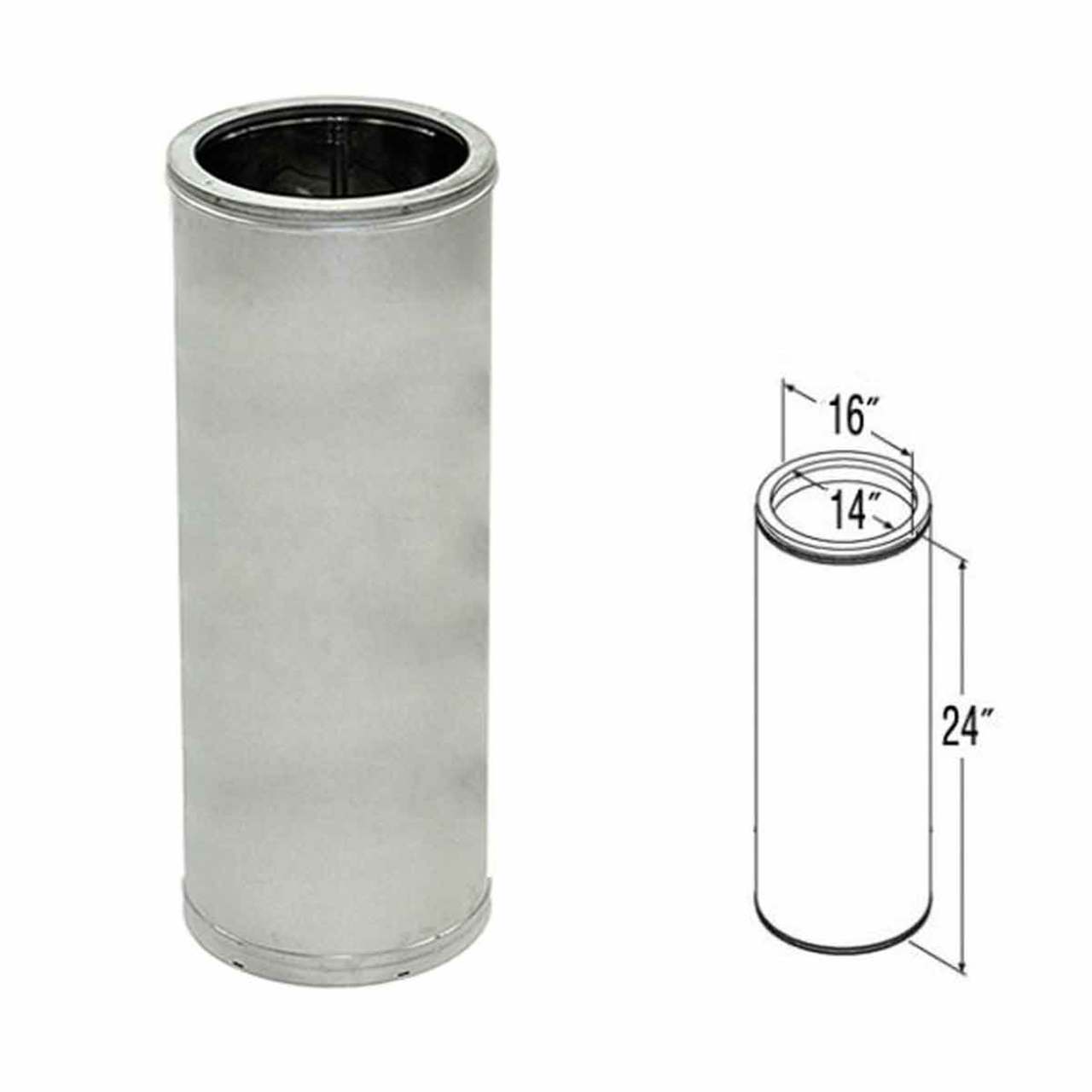 14" x 24" DuraTech Galvanized Chimney Pipe - 14DT-24