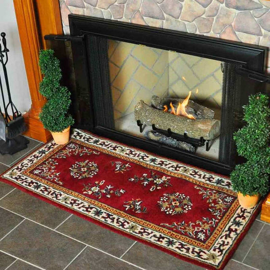 56" Rectangle Burgundy Oriental Fireplace Rug