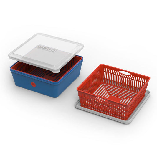 Red Marinade Tray & Strainer