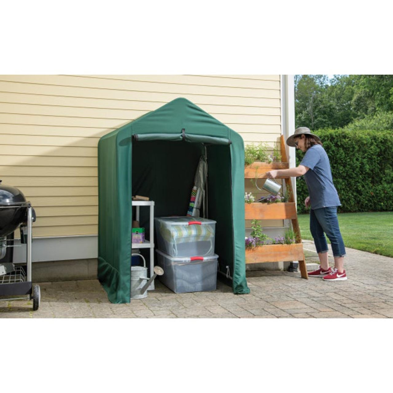 4' x 4' x 6' Green Garden Shed