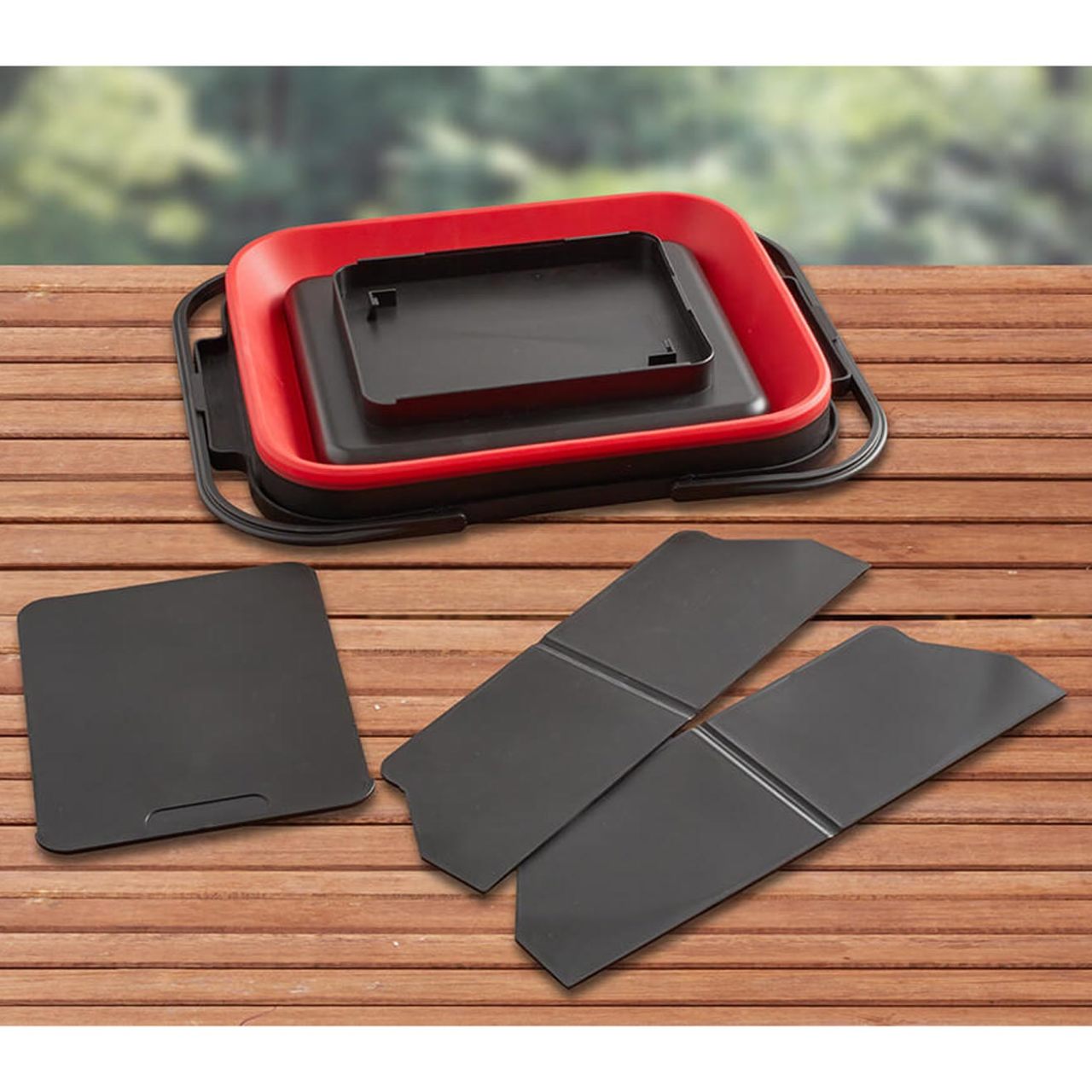 Black and Red Collapsible BBQ Caddy