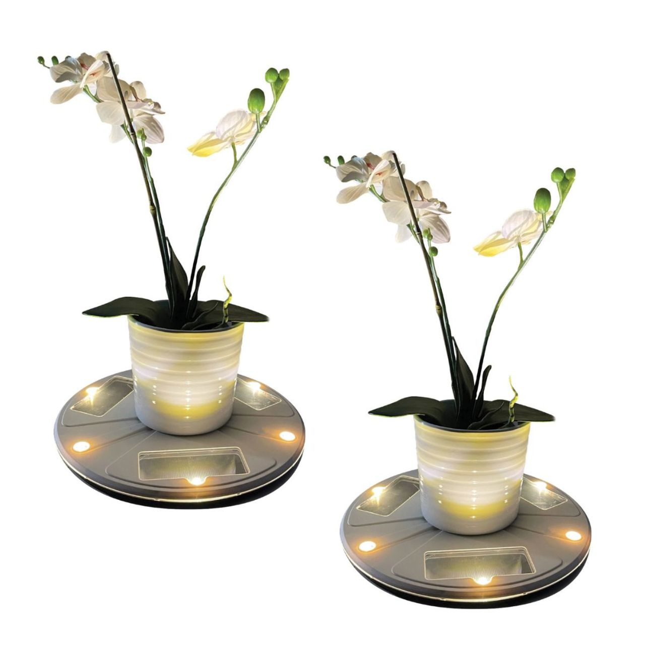 small solar lights for plant pots Solar LED Uplight Planter Base | 2-Pack