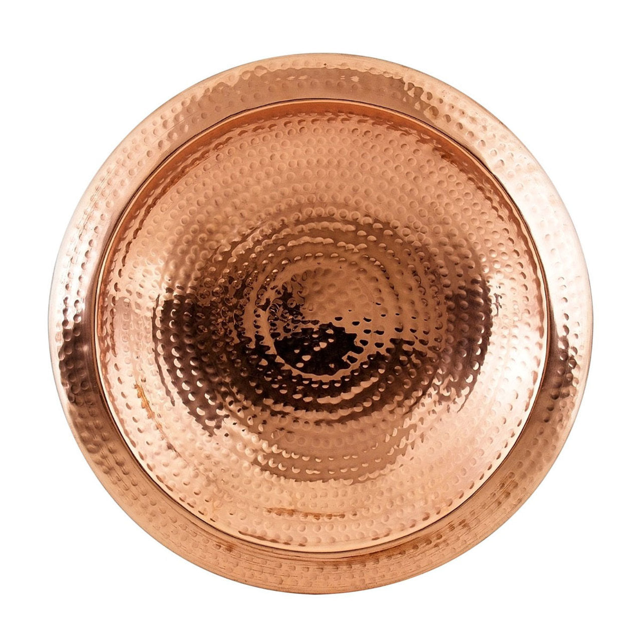 13" Hammered Copper Birdbath Bowl with Rim