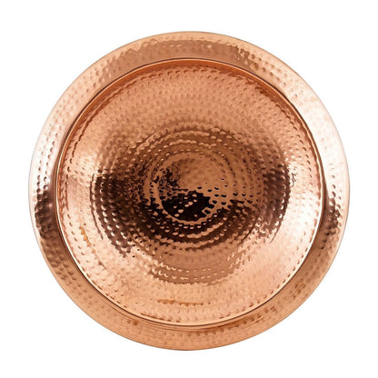 13" Hammered Copper Birdbath Bowl with Rim