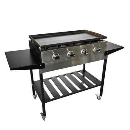 WoodEze 4-Burner Flat Top Griddle Gas Grill - Black and Stainless Steel