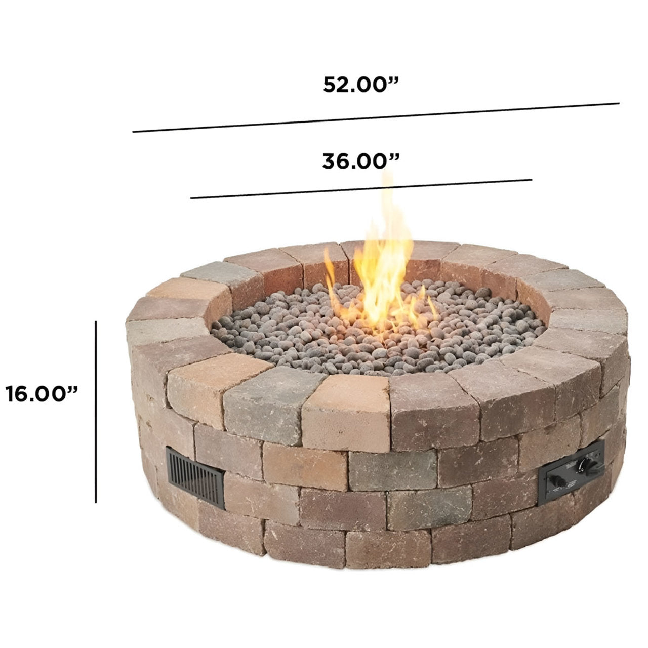 Outdoor Greatroom Bronson Block Square/Round Gas Fire Pit Kit - BRON5151-K/BRON52-K