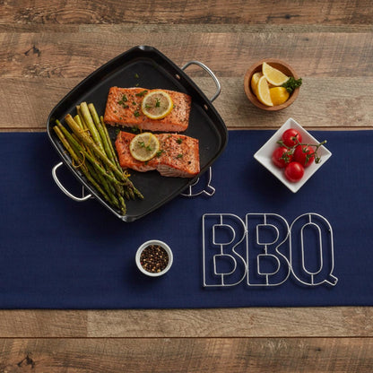 Chrome Metal " BBQ " Trivet