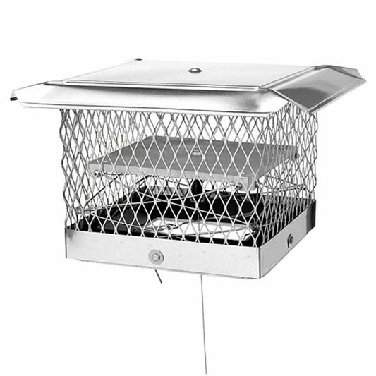 13" x 13" Lock-Top II Chimney Cap-Damper 3/4" Mesh - Silver