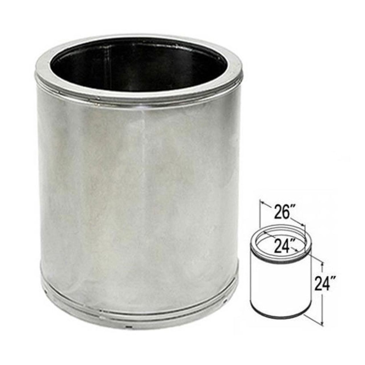 24'' x 24'' DuraTech Stainless Steel Chimney Pipe - 24DT-24SS