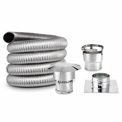 5" x 35' Lifetime Chimney Smooth-Wall Liner Kit with Stove Adapter
