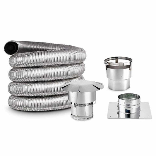 5" x 35' Lifetime Chimney Smooth-Wall Liner Kit with Stove Adapter