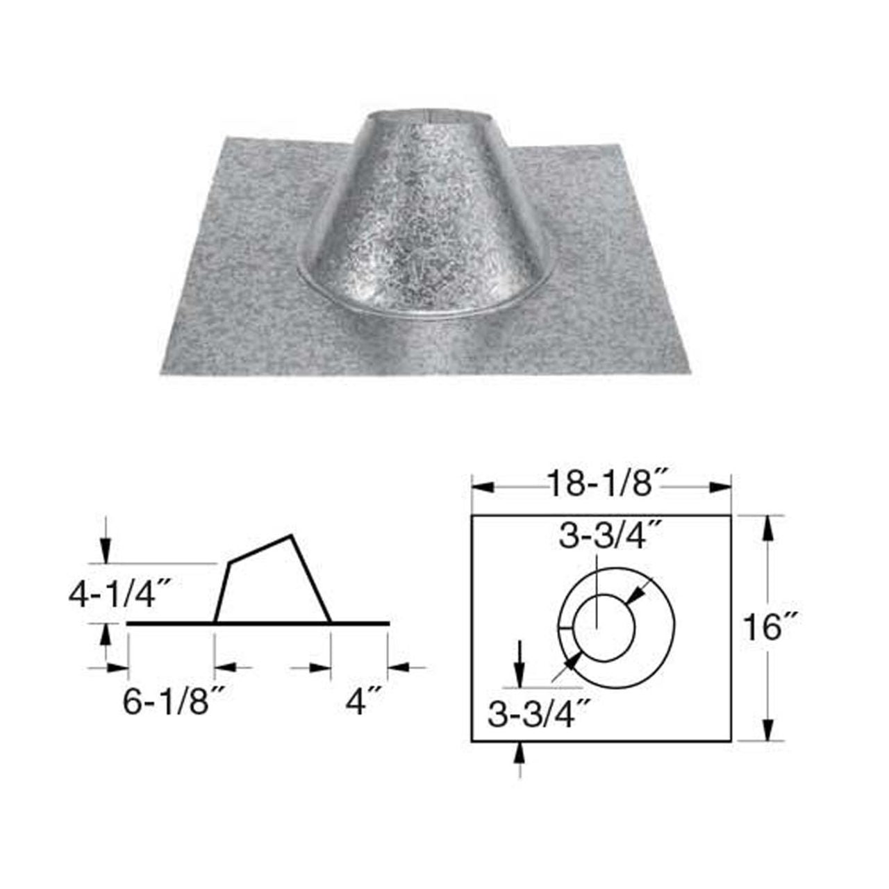 3" PelletVent Pro 0/12 - 6/12 Adjustable Roof Flashing - 3PVP-F6