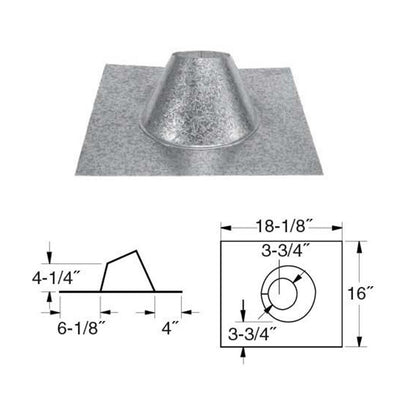 3" PelletVent Pro 0/12 - 6/12 Adjustable Roof Flashing - 3PVP-F6