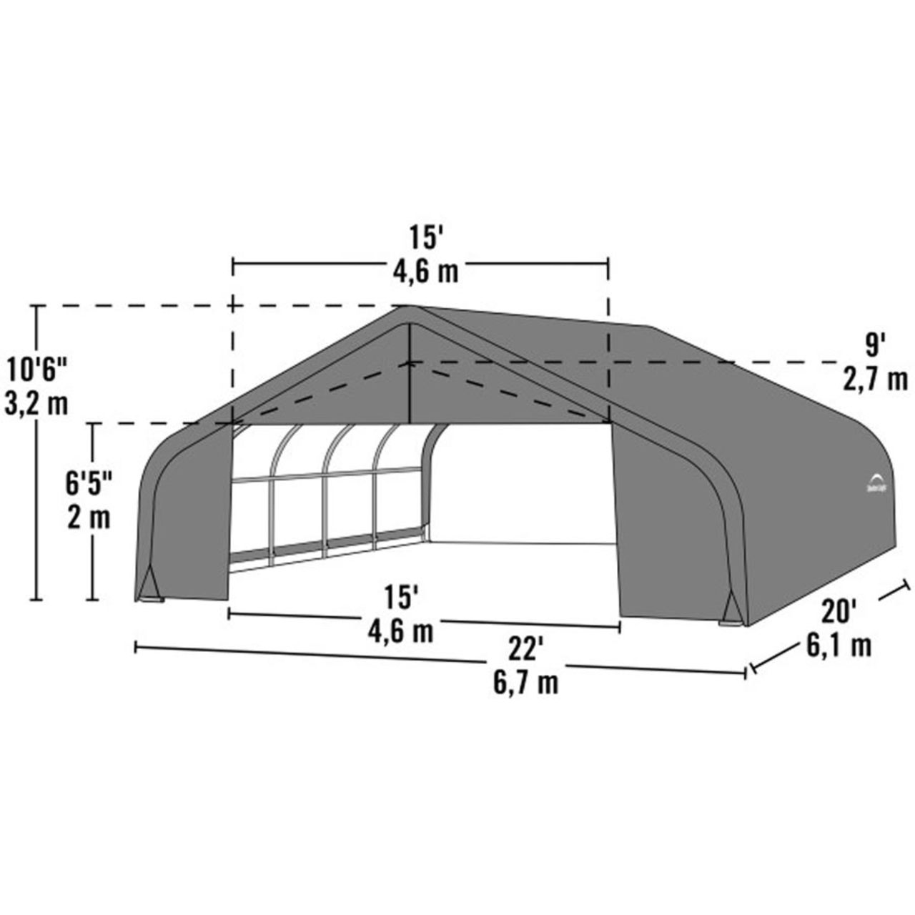 ShelterCoat 22' x 20' Garage With Peak Roof - Green