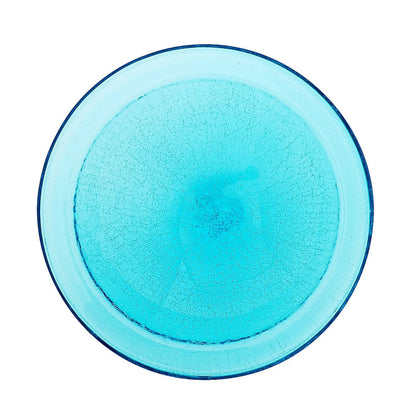 Crackle Glass Hanging Birdbath- Teal