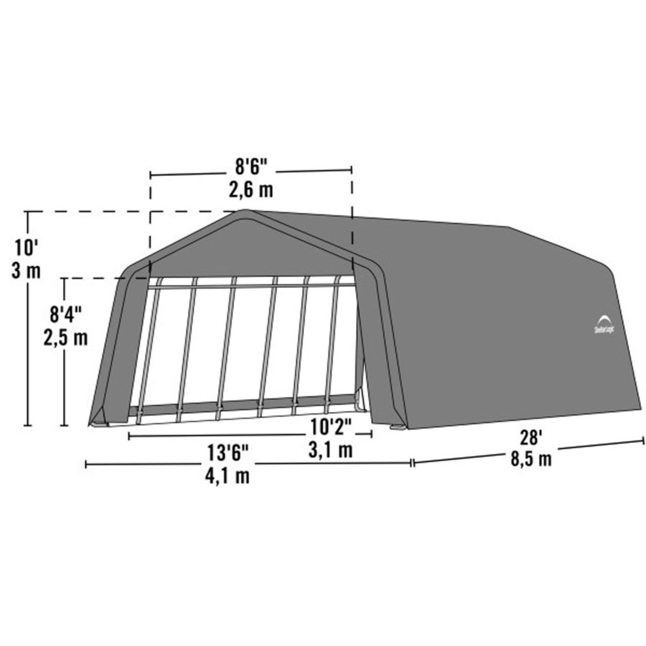 ShelterCoat 13' x  28' Garage With Peak Roof - Gray