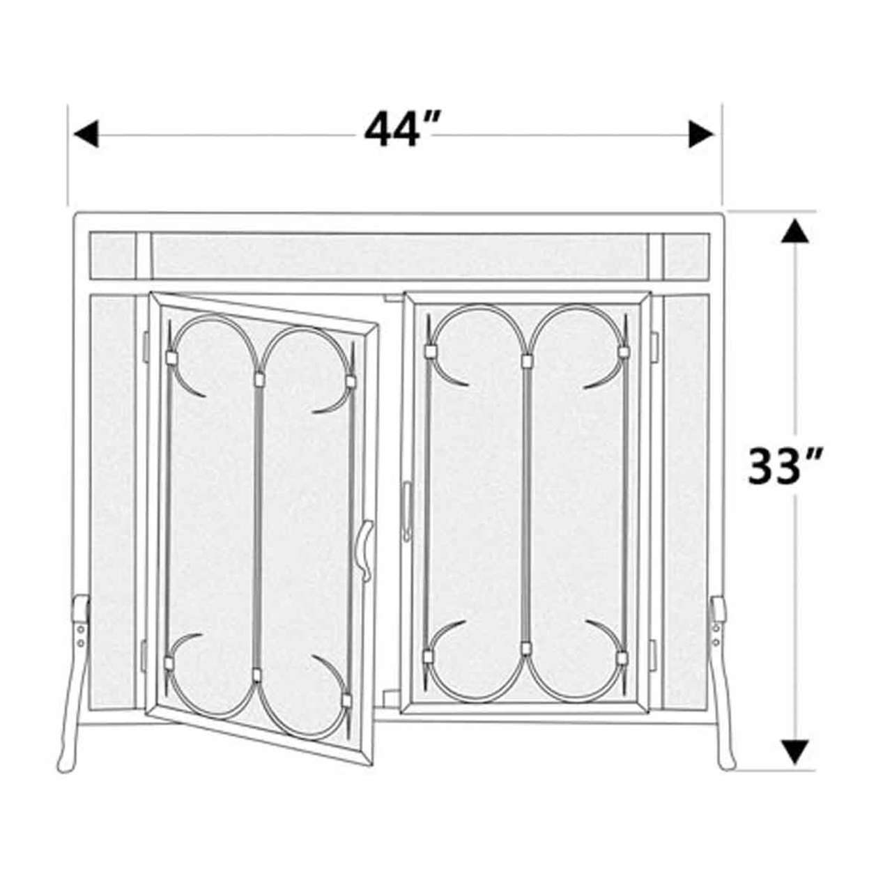 Pilgrim Iron Gate Fireplace Screen w/ Straight Doors - Burnished Black 44" x 33"