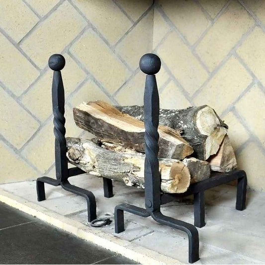Ball End Fireplace Andirons - Black