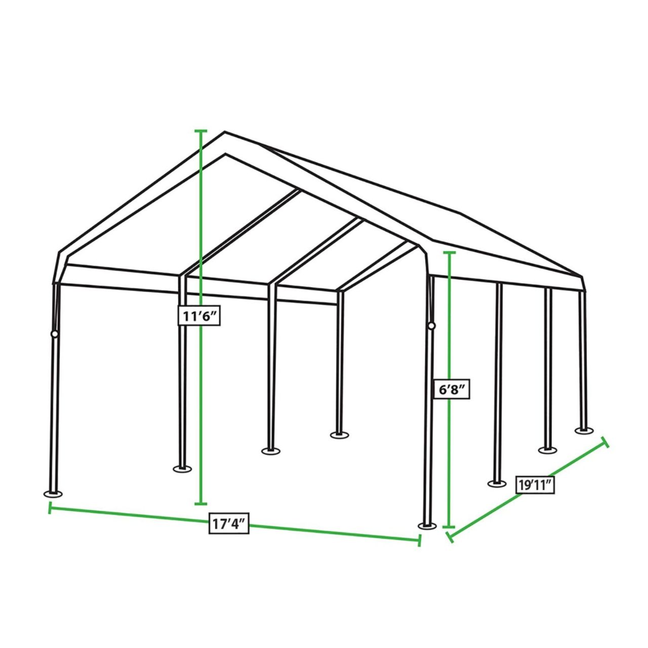 King Canopy  18' x 20' White Hercules 8 Leg Canopy