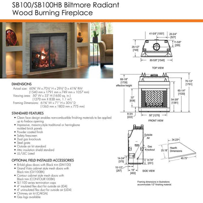 Majestic Biltmore 50" Radiant Open Wood-Burning Fireplace - SB100