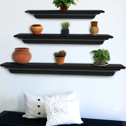 48" Crestwood MDF Fireplace Shelf by Pearl Mantels - Black Paint Finish