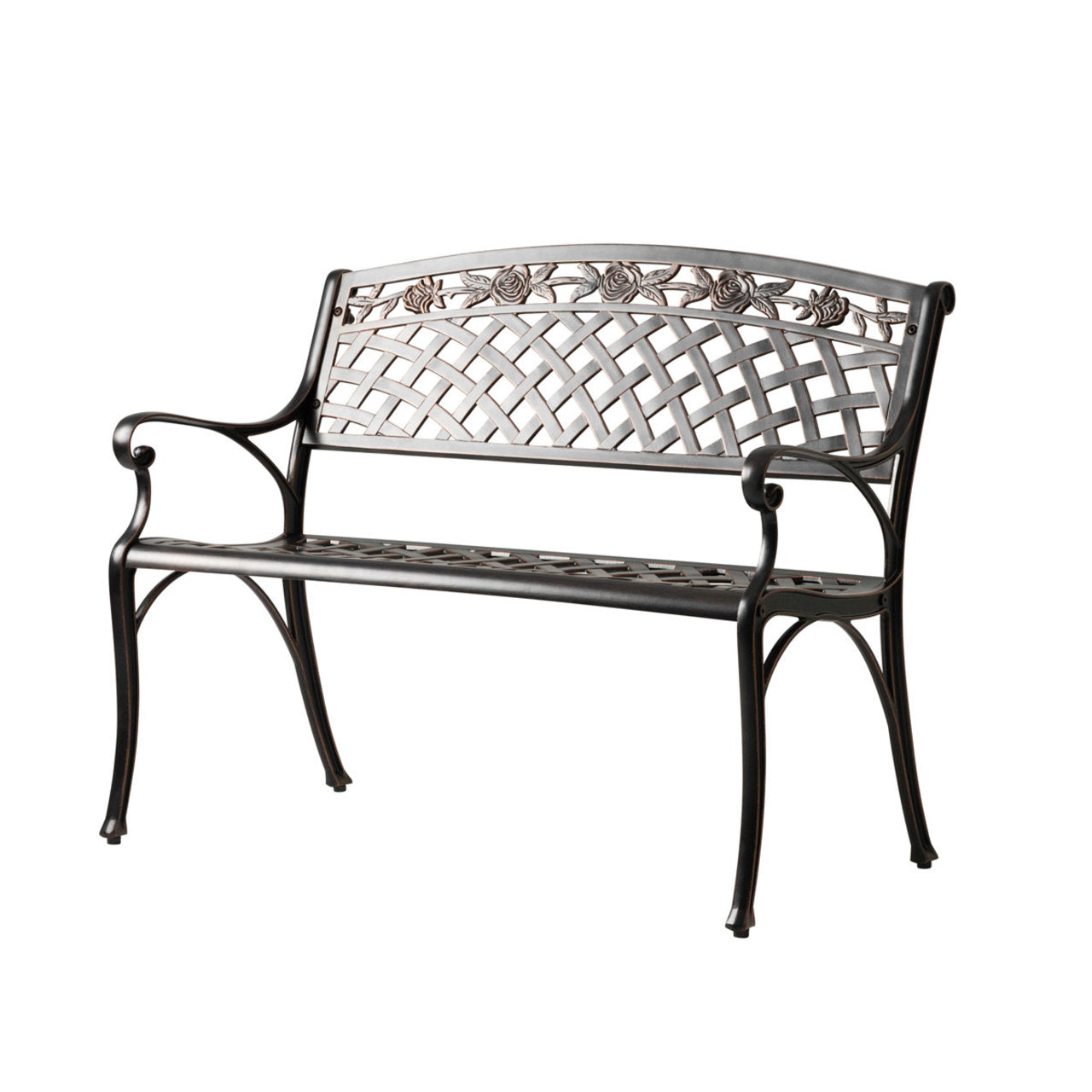 Scarlet Aluminum Patio Bench In Antique Bronze