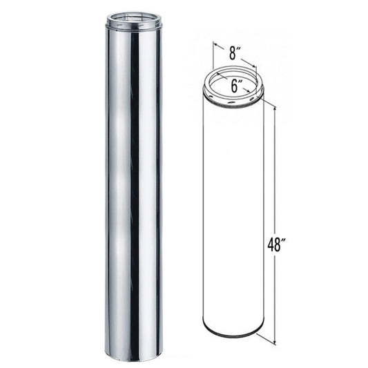 6" x 48" DuraTech Stainless Steel Chimney Pipe - 6DT-48SSCF