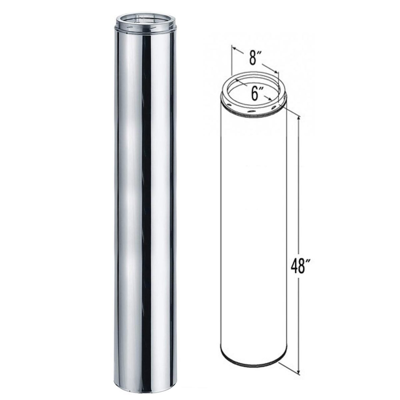 6" x 48" DuraTech Stainless Steel Chimney Pipe - 6DT-48SSCF