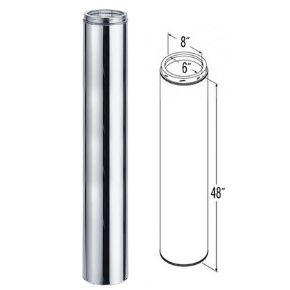 6" x 48" DuraTech Stainless Steel Chimney Pipe - 6DT-48SSCF