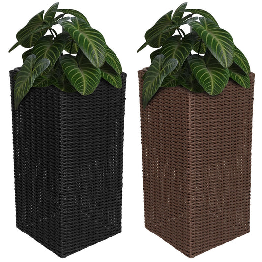 Fire Sense Sierra Square Wicker Planter 2-Piece Set Brown/Black - 66617-66618