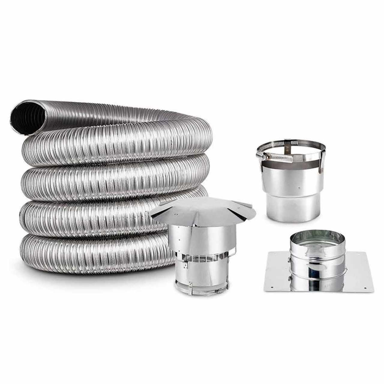 8" x 25' Lifetime Chimney Smooth-Wall Liner Kit with Stove Adapter