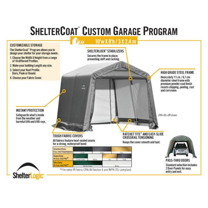 ShelterCoat 10 x  16 Garage With Peak Roof - Green