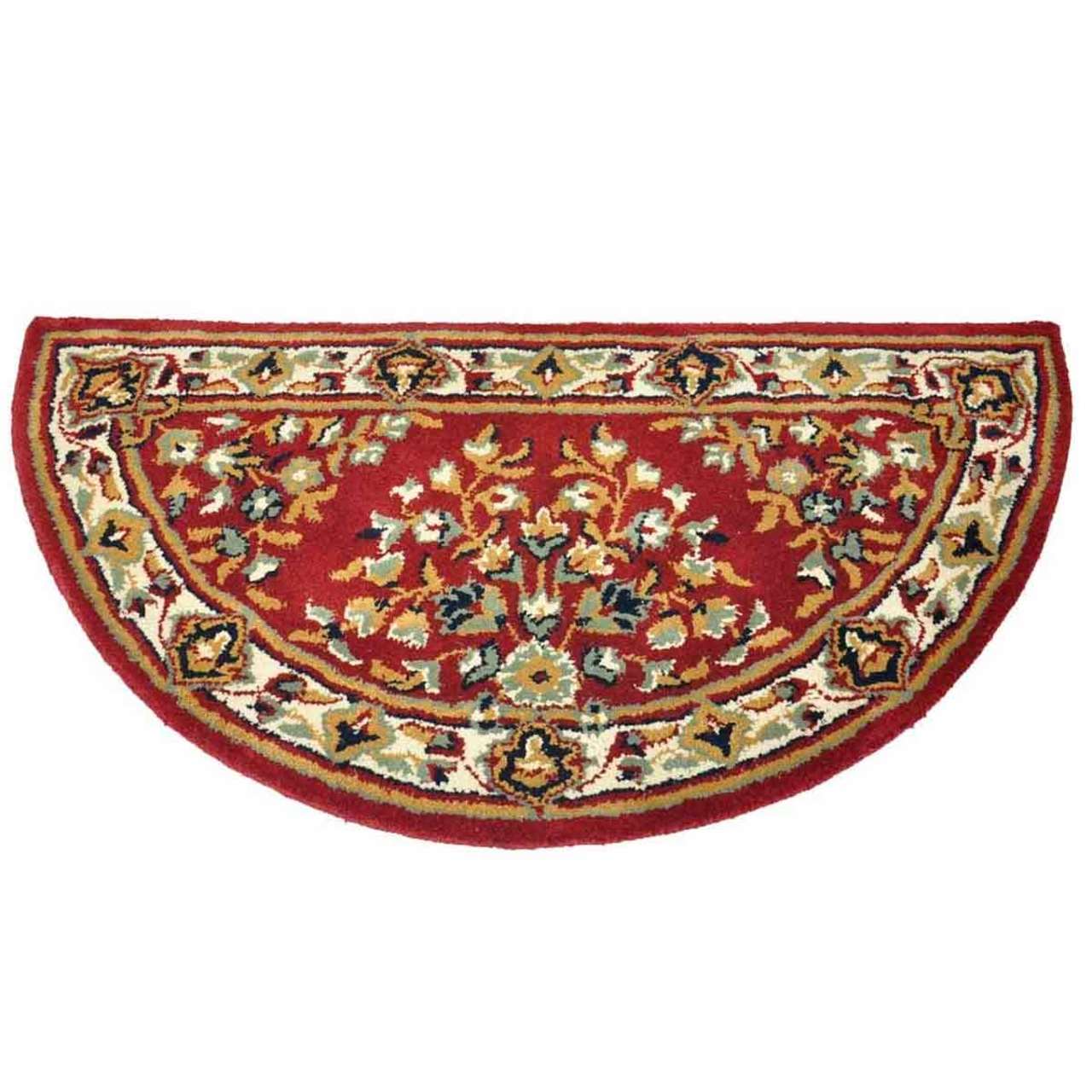 44" Half Round Burgundy Oriental Fireplace Rug
